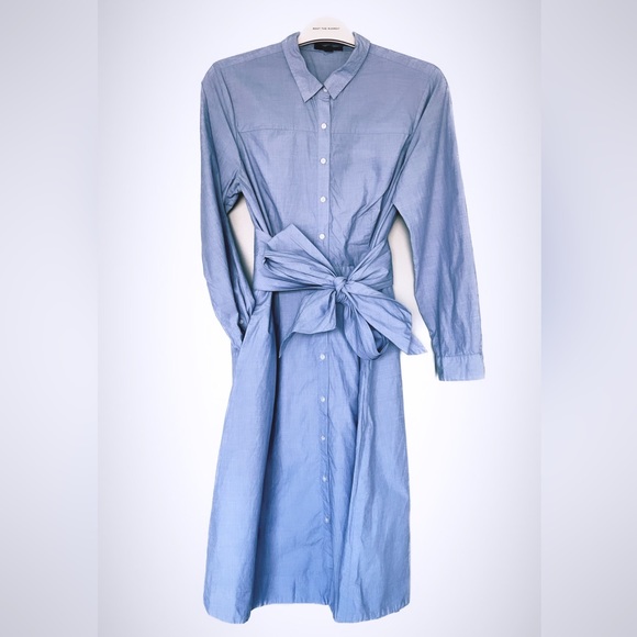 Classic cotton tie-waist shirtdress w/POCKETS. Size 14 (fits small) - Picture 2 of 11